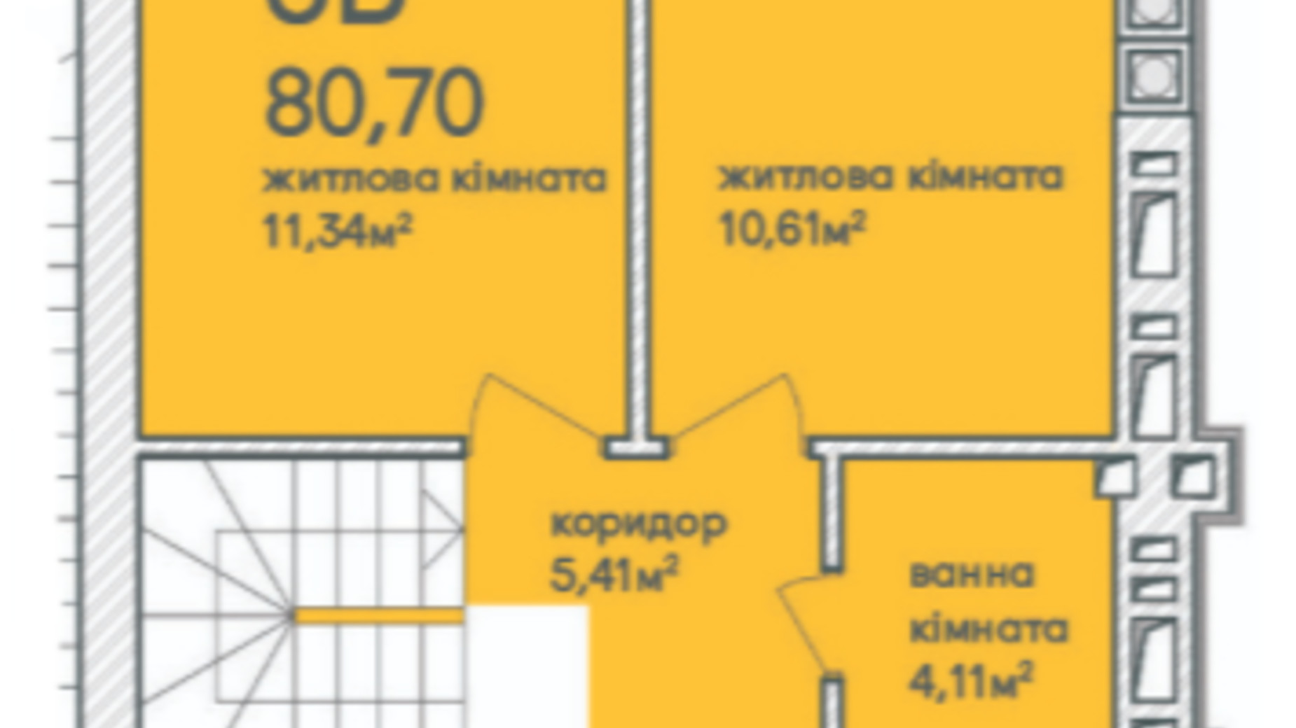 Планировка много­уровневой квартиры в ЖК Синергия Сити (Kvartal Group) 80.7 м², фото 231699