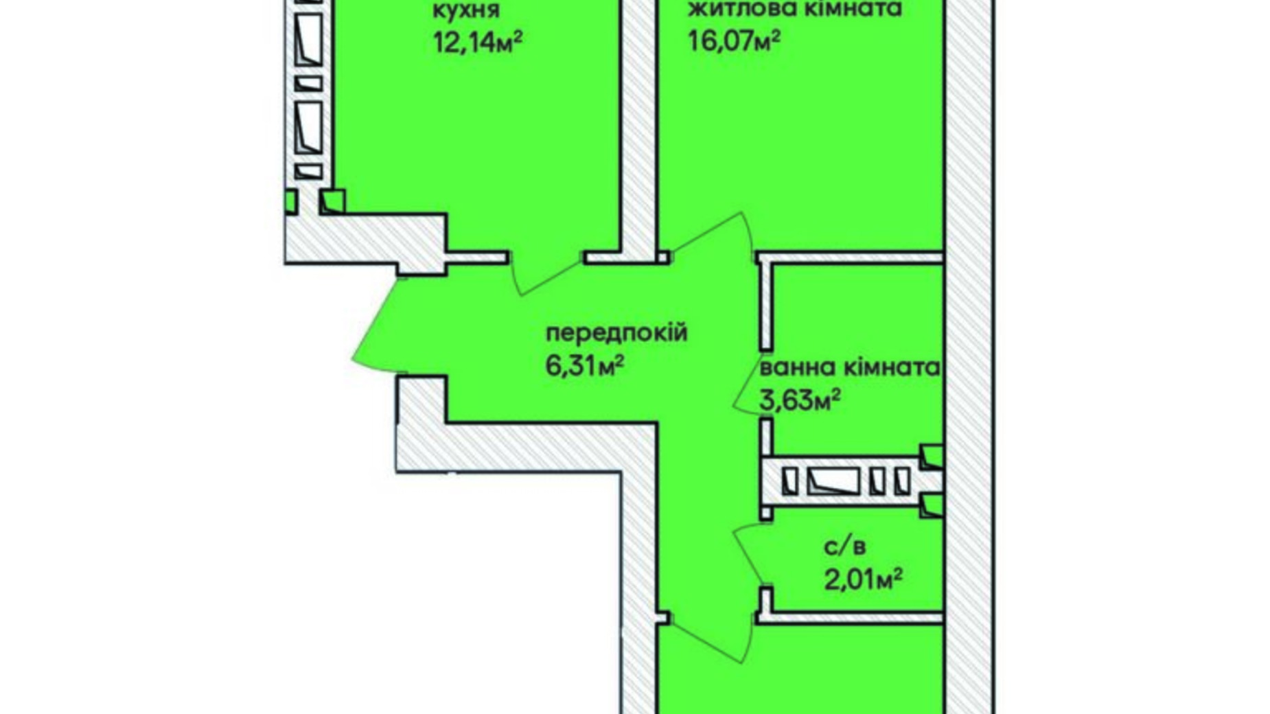 Планировка 2-комнатной квартиры в ЖК Синергия Сити (Kvartal Group) 57.6 м², фото 231704