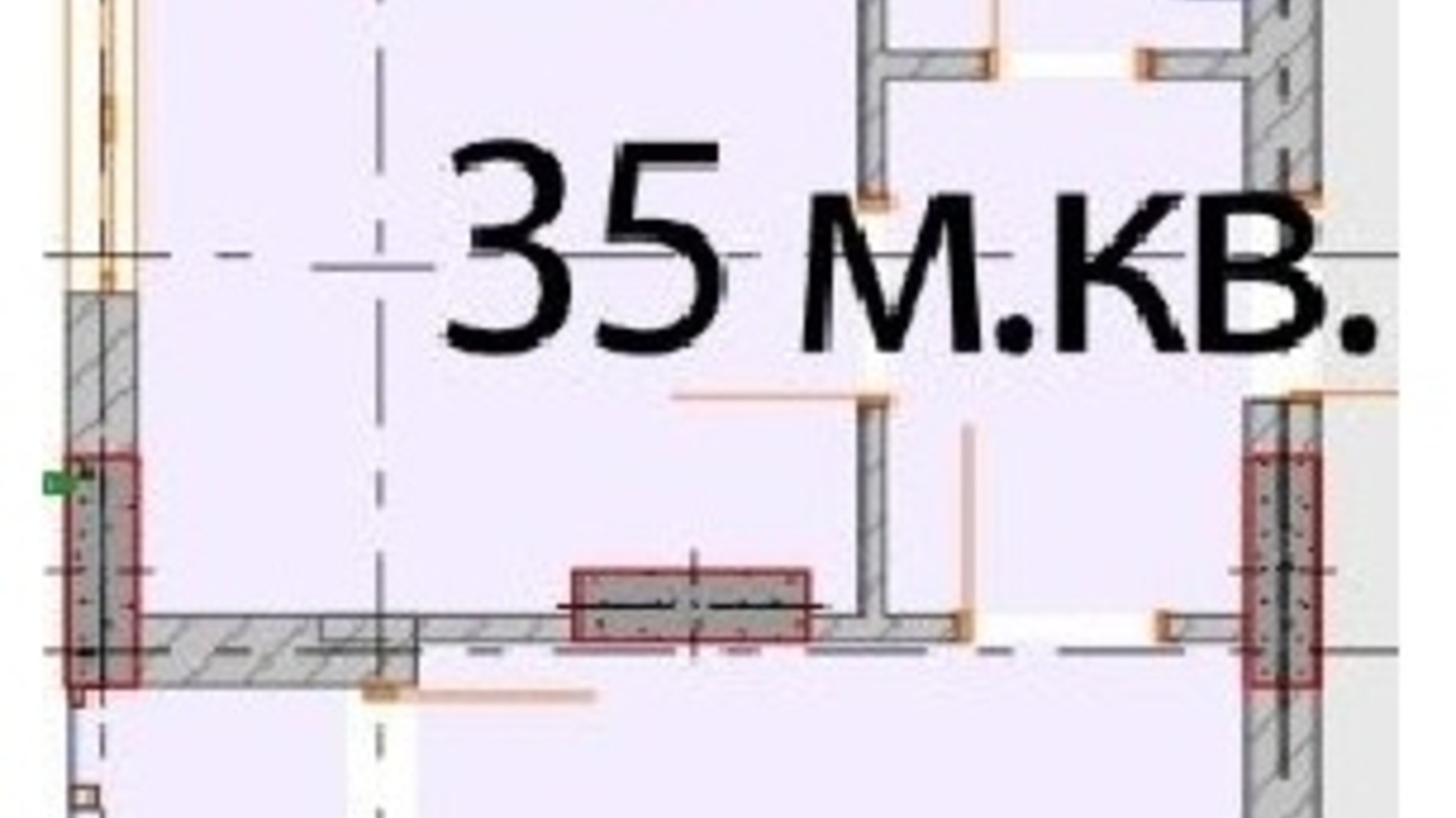 Планування 1-кімнатної квартири в ЖК Європейський Квартал 35 м², фото 232286