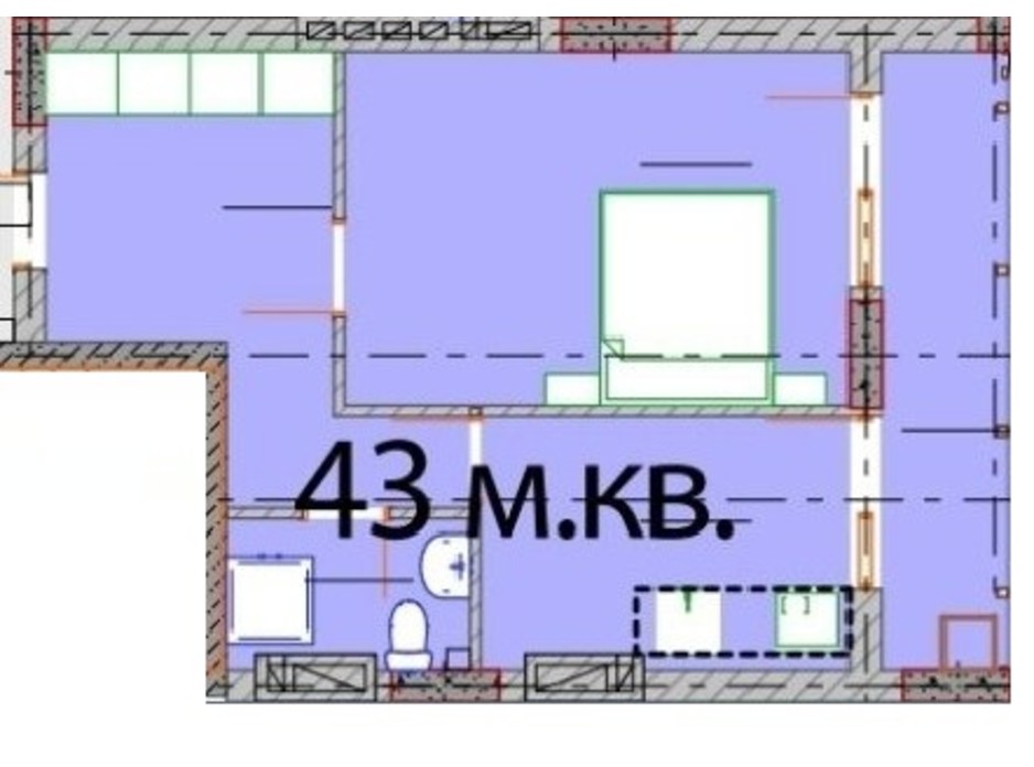 Планировка 1-комнатной квартиры в ЖК Европейский Квартал 43 м², фото 232290 Планировка 1-комнатной квартиры в ЖК Европейский Квартал 43 м², фото 232290