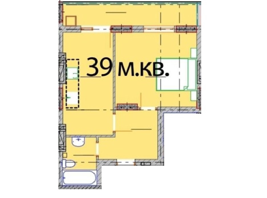 Планировка 1-комнатной квартиры в ЖК Европейский Квартал 39 м², фото 232291 Планировка 1-комнатной квартиры в ЖК Европейский Квартал 39 м², фото 232291