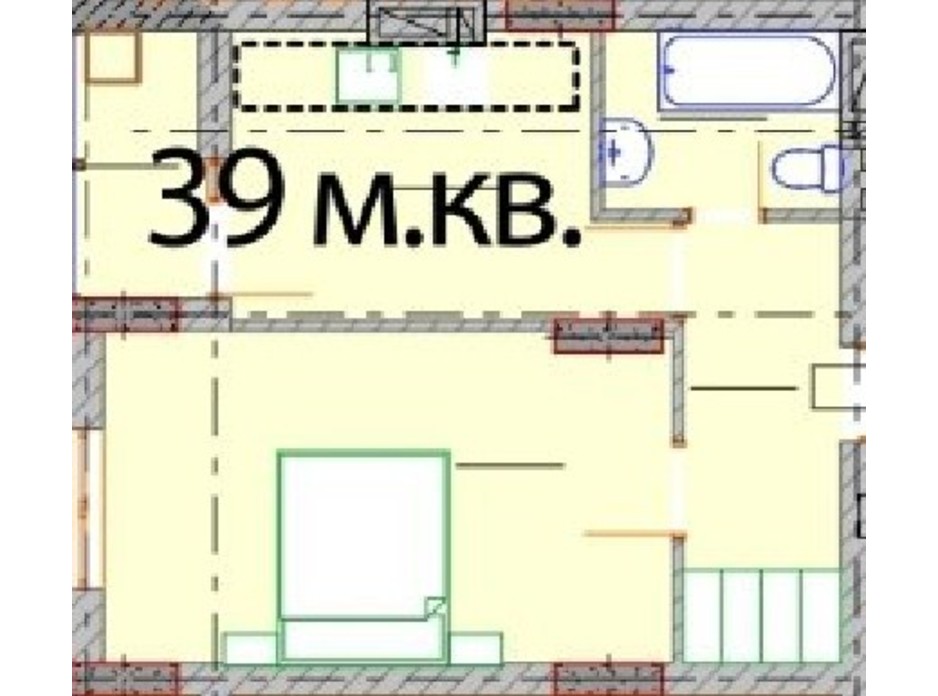Планировка 1-комнатной квартиры в ЖК Европейский Квартал 39 м², фото 232304 Планировка 1-комнатной квартиры в ЖК Европейский Квартал 39 м², фото 232304