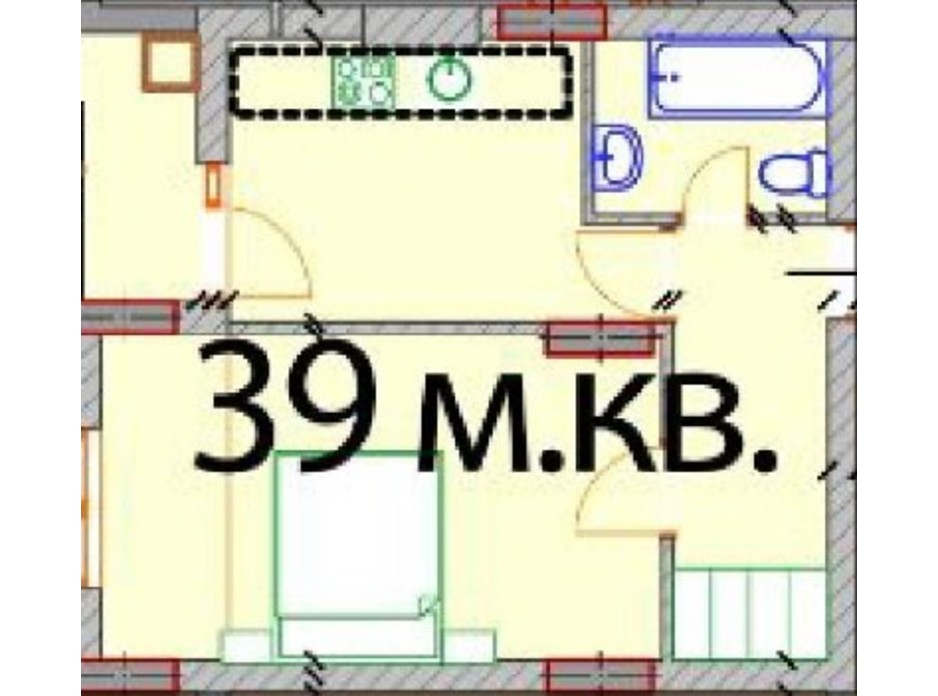 Планировка 1-комнатной квартиры в ЖК Европейский Квартал 39 м², фото 232306 Планировка 1-комнатной квартиры в ЖК Европейский Квартал 39 м², фото 232306