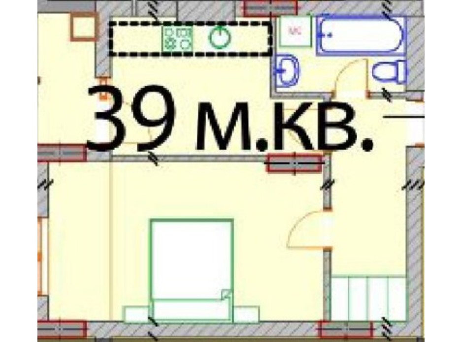 Планування 1-кімнатної квартири в ЖК Європейський Квартал 39 м², фото 232310 Планування 1-кімнатної квартири в ЖК Європейський Квартал 39 м², фото 232310