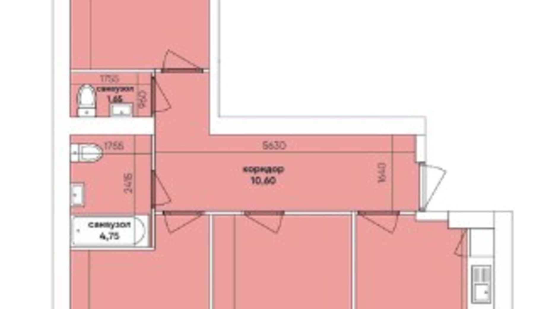 Планування 3-кімнатної квартири в ЖК Ковалівський 95.07 м², фото 232440