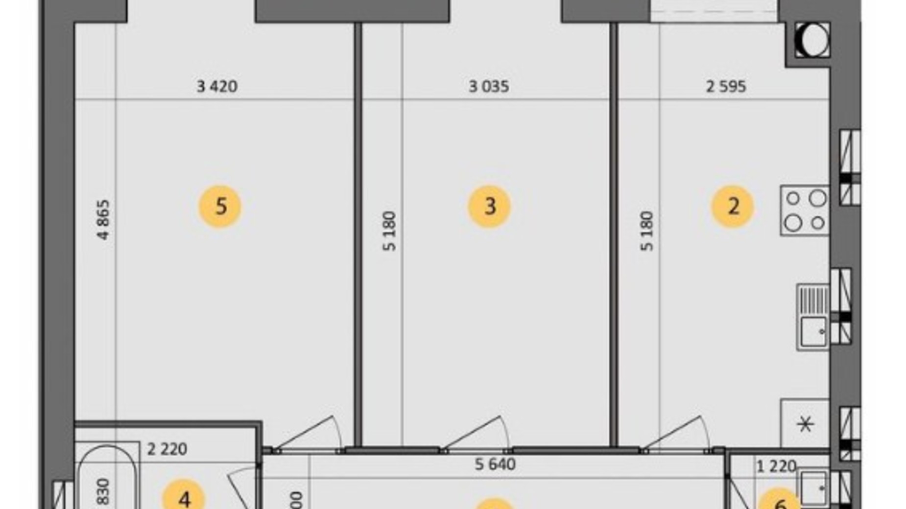 Планування 2-кімнатної квартири в ЖК Ковалівський 67.43 м², фото 232441