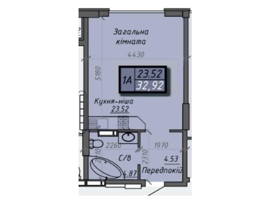 Планировка смарт квартиры в ЖК Iceberg 2 32.91 м², фото 232881 Планировка смарт квартиры в ЖК Iceberg 2 32.91 м², фото 232881
