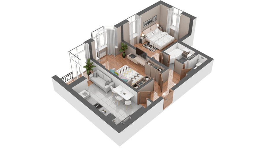 Планування 2-кімнатної квартири в ЖК Гранд Бурже 65.1 м², фото 233104