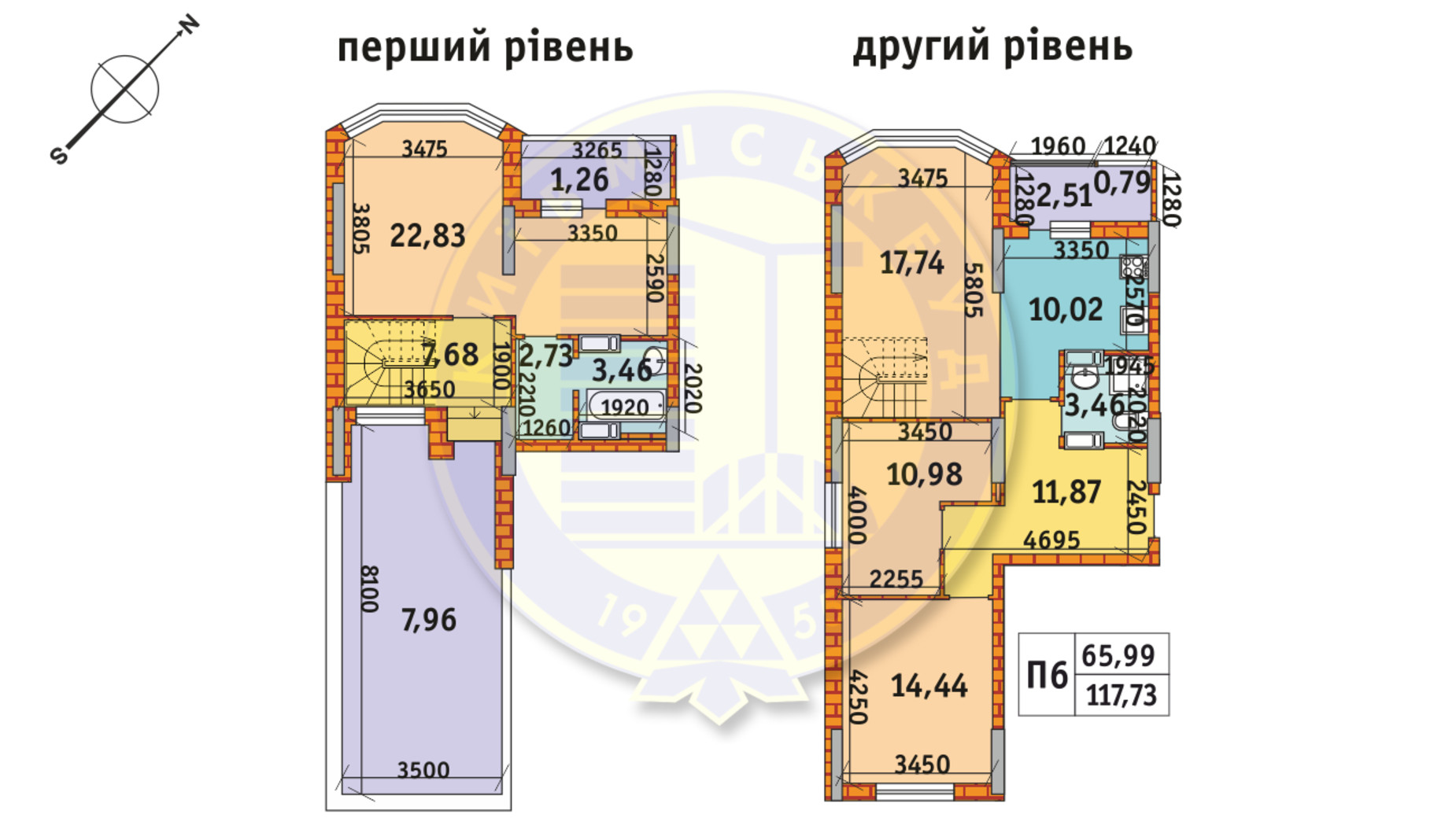 Планировка много­уровневой квартиры в ЖК Обериг-2 117.73 м², фото 233579