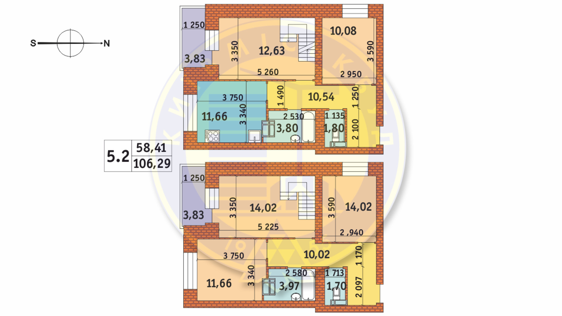 Планування 5-кімнатної квартири в ЖК Чарівне Місто 145.59 м², фото 233589