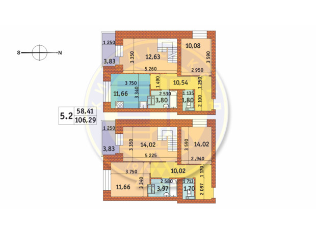 ЖК Чарівне Місто: планування 5-кімнатної квартири 145.59 м²