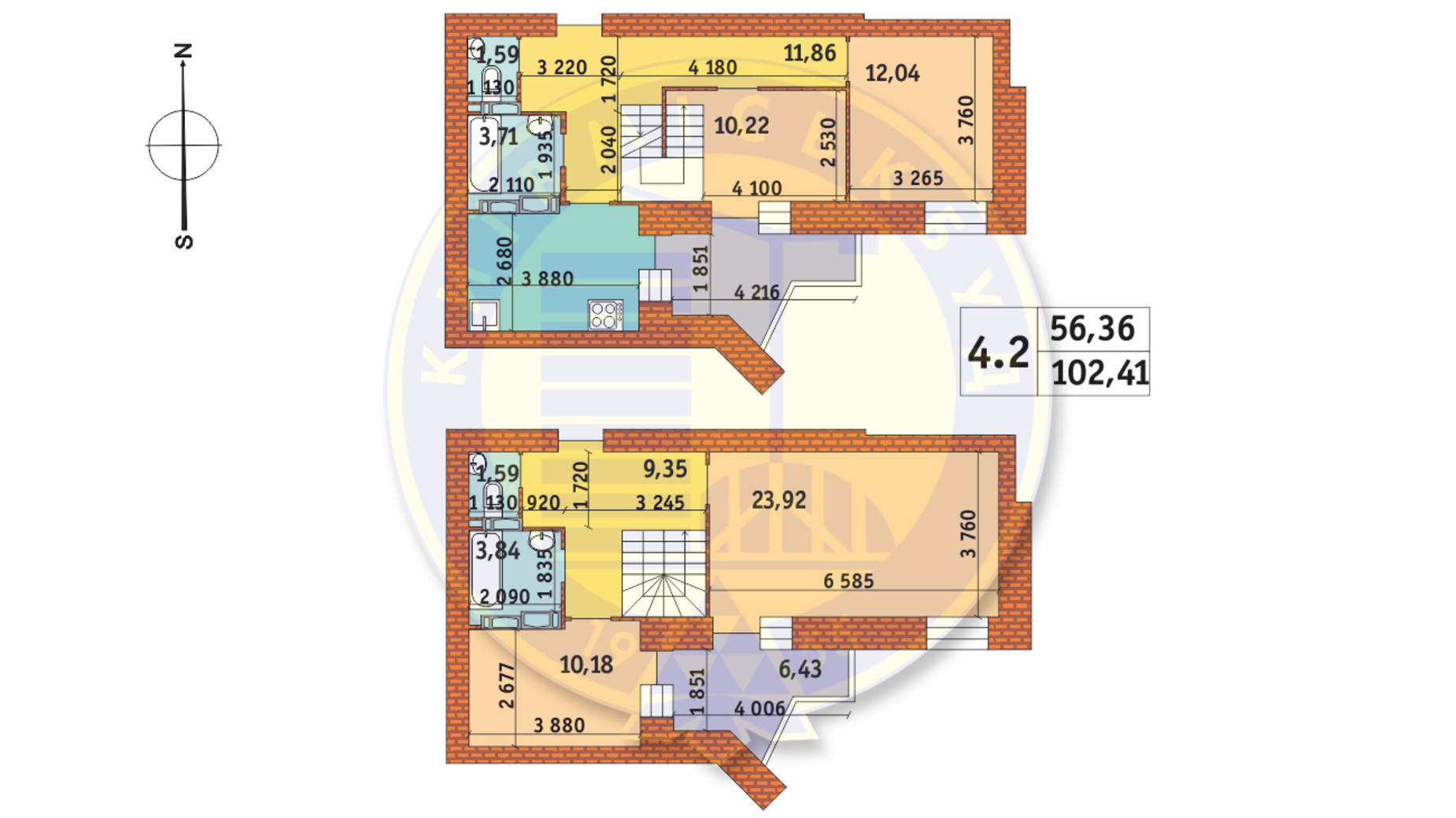 Планировка 4-комнатной квартиры в ЖК Чаривне Мисто 102.41 м², фото 233590