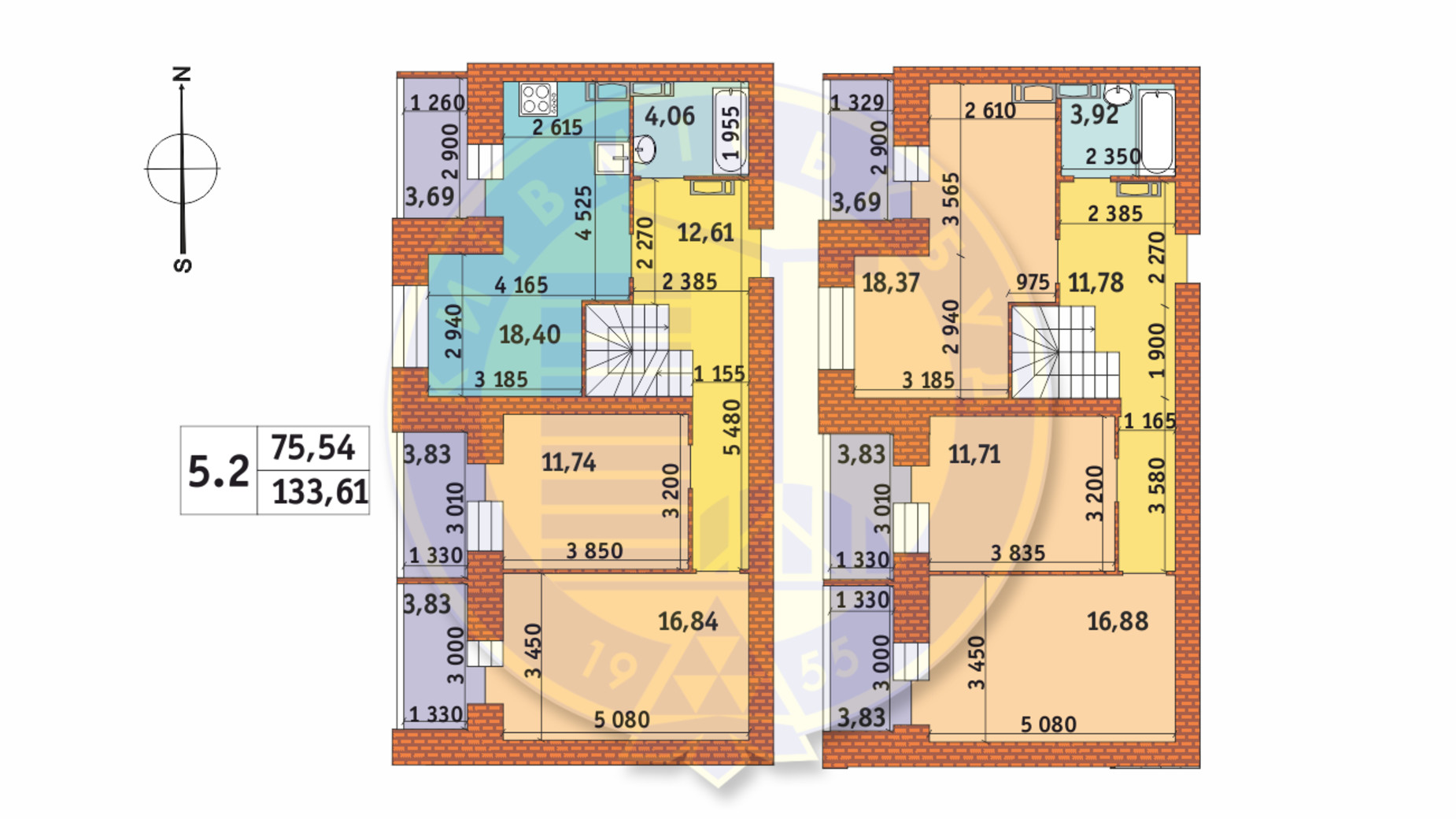 Планировка 5-комнатной квартиры в ЖК Чаривне Мисто 133.61 м², фото 233594