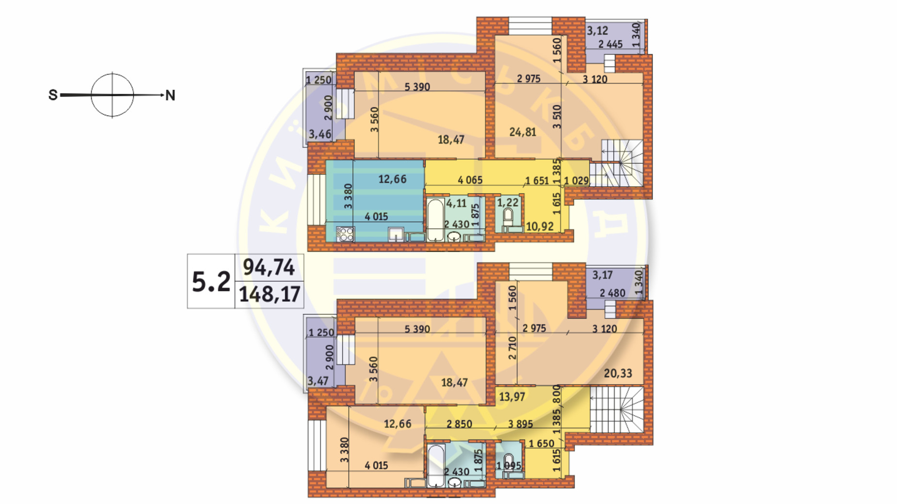 Планировка 5-комнатной квартиры в ЖК Чаривне Мисто 213.99 м², фото 233600