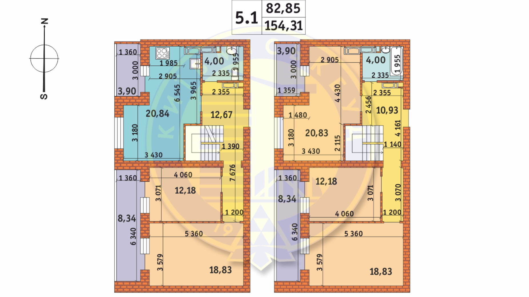 Планування 5-кімнатної квартири в ЖК Чарівне Місто 154.31 м², фото 233603