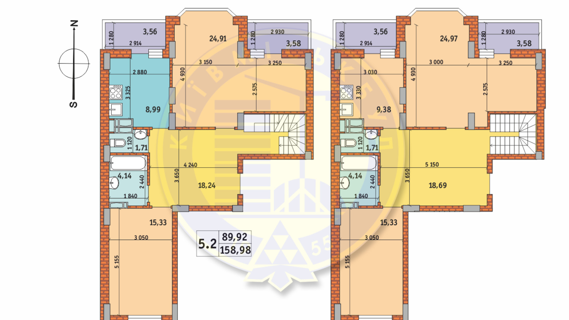 Планування багато­рівневої квартири в ЖК Чарівне Місто 158.98 м², фото 233608