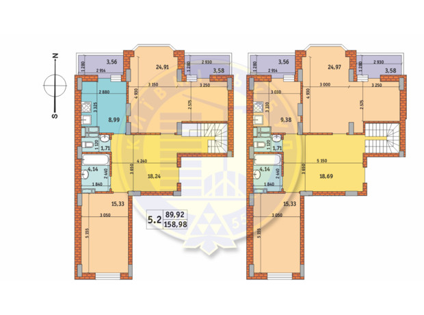 ЖК Чаривне Мисто: планировка 5-комнатной квартиры 158.98 м²