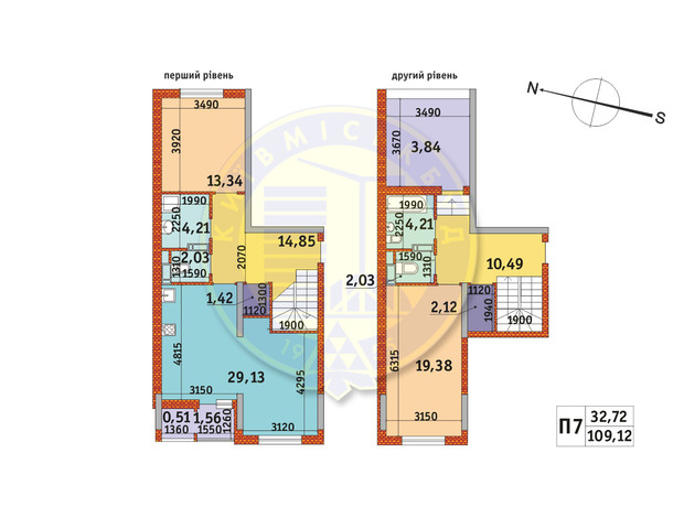 ЖК Злагода: планування 2-кімнатної квартири 109.12 м²