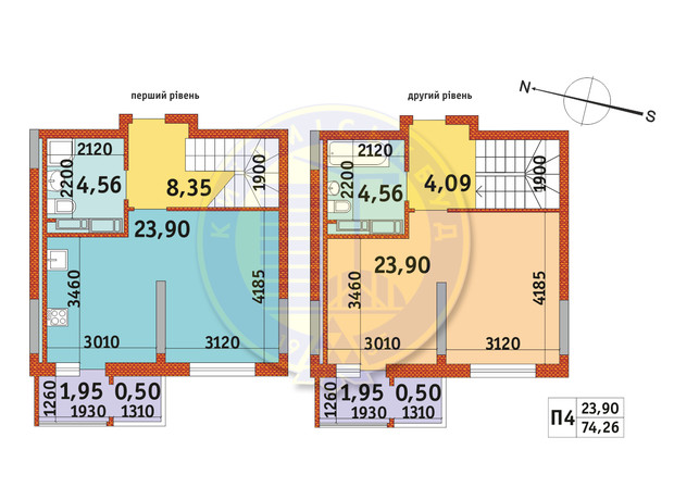 ЖК Злагода: планировка 1-комнатной квартиры 74.26 м²