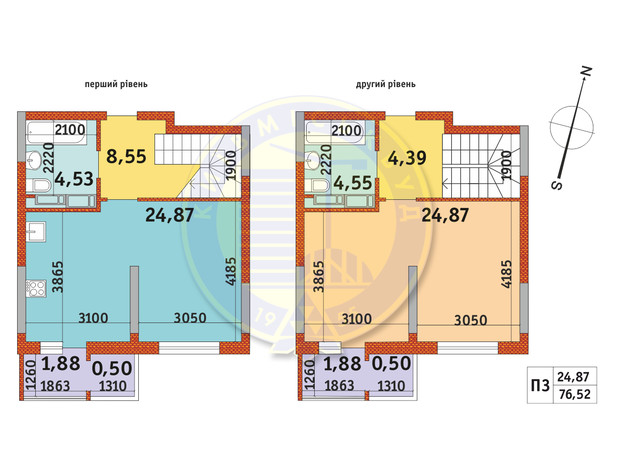 ЖК Злагода: планировка 1-комнатной квартиры 76.52 м²