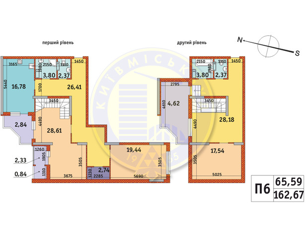ЖК Злагода: планування 2-кімнатної квартири 162.67 м²