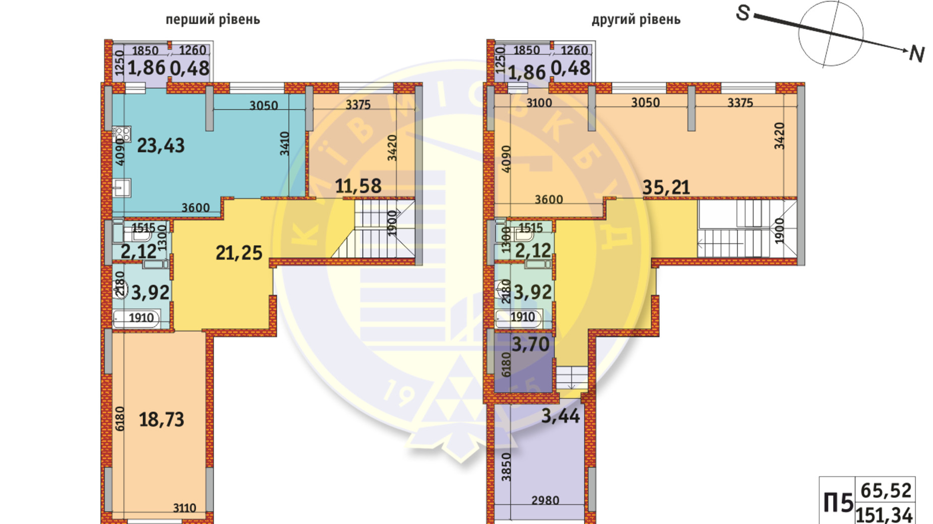 Планування багато­рівневої квартири в ЖК Злагода 151.34 м², фото 233664