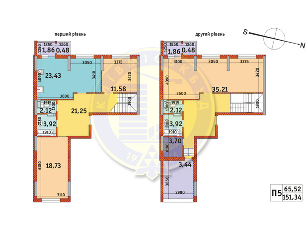 ЖК Злагода: планировка 3-комнатной квартиры 151.34 м²