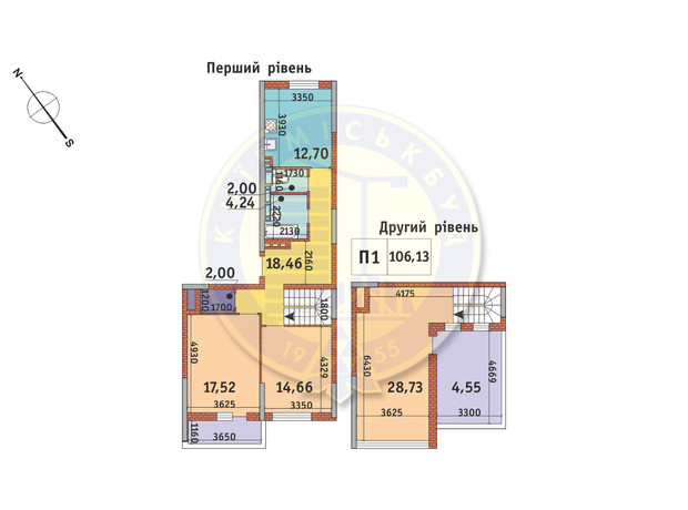 ЖК Академ Парк: планировка 3-комнатной квартиры 106.13 м²