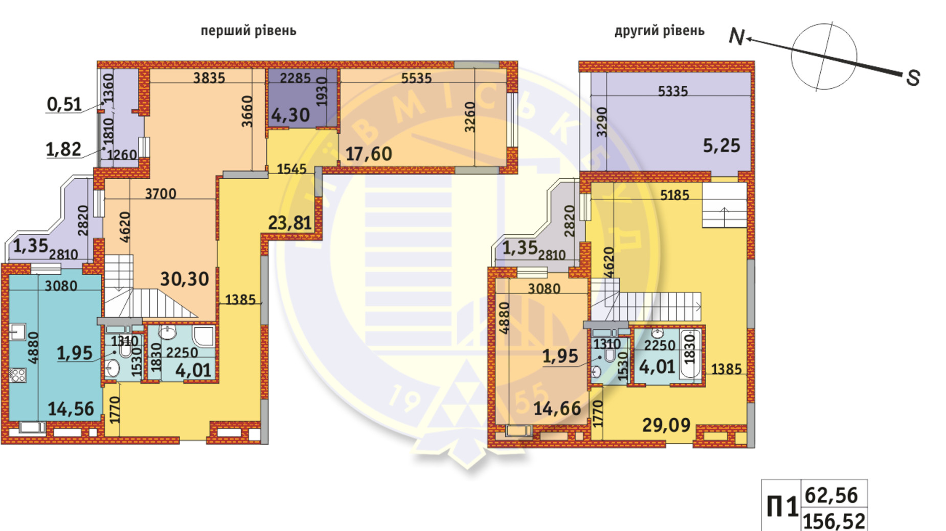 Планировка много­уровневой квартиры в ЖК Злагода 156.52 м², фото 233757