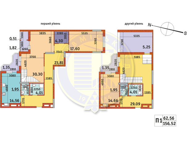 ЖК Злагода: планировка 3-комнатной квартиры 156.52 м²
