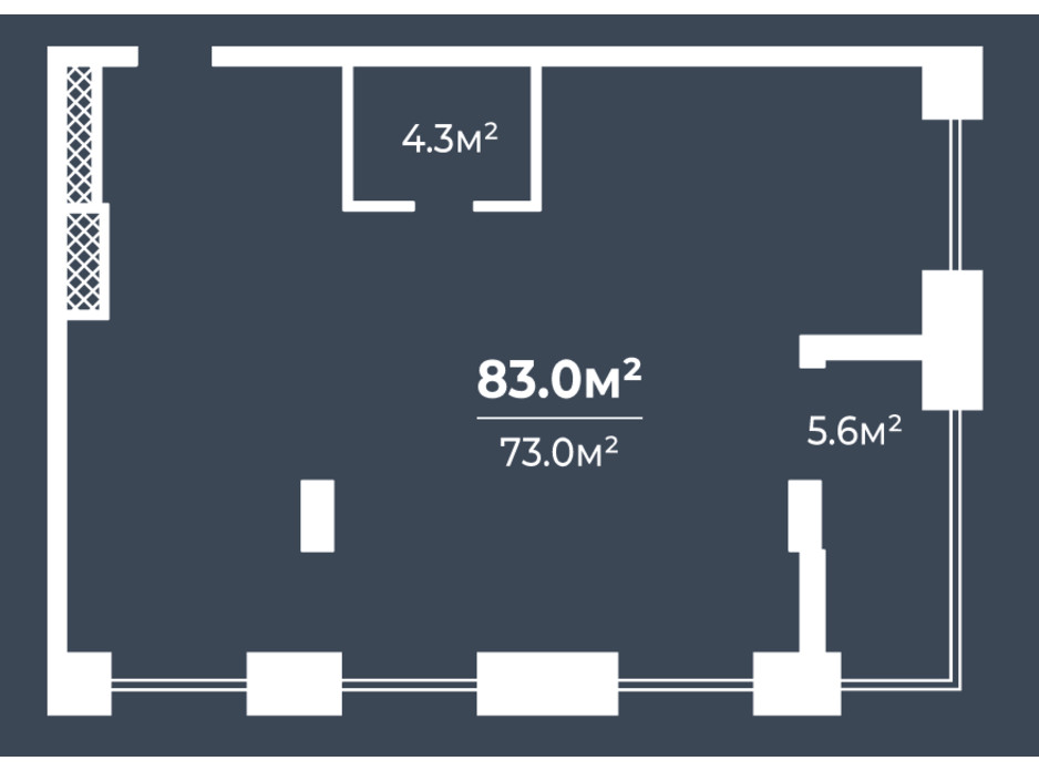 Планировка 3-комнатной квартиры в ЖК Грани 83 м², фото 234071 Планировка 3-комнатной квартиры в ЖК Грани 83 м², фото 234071