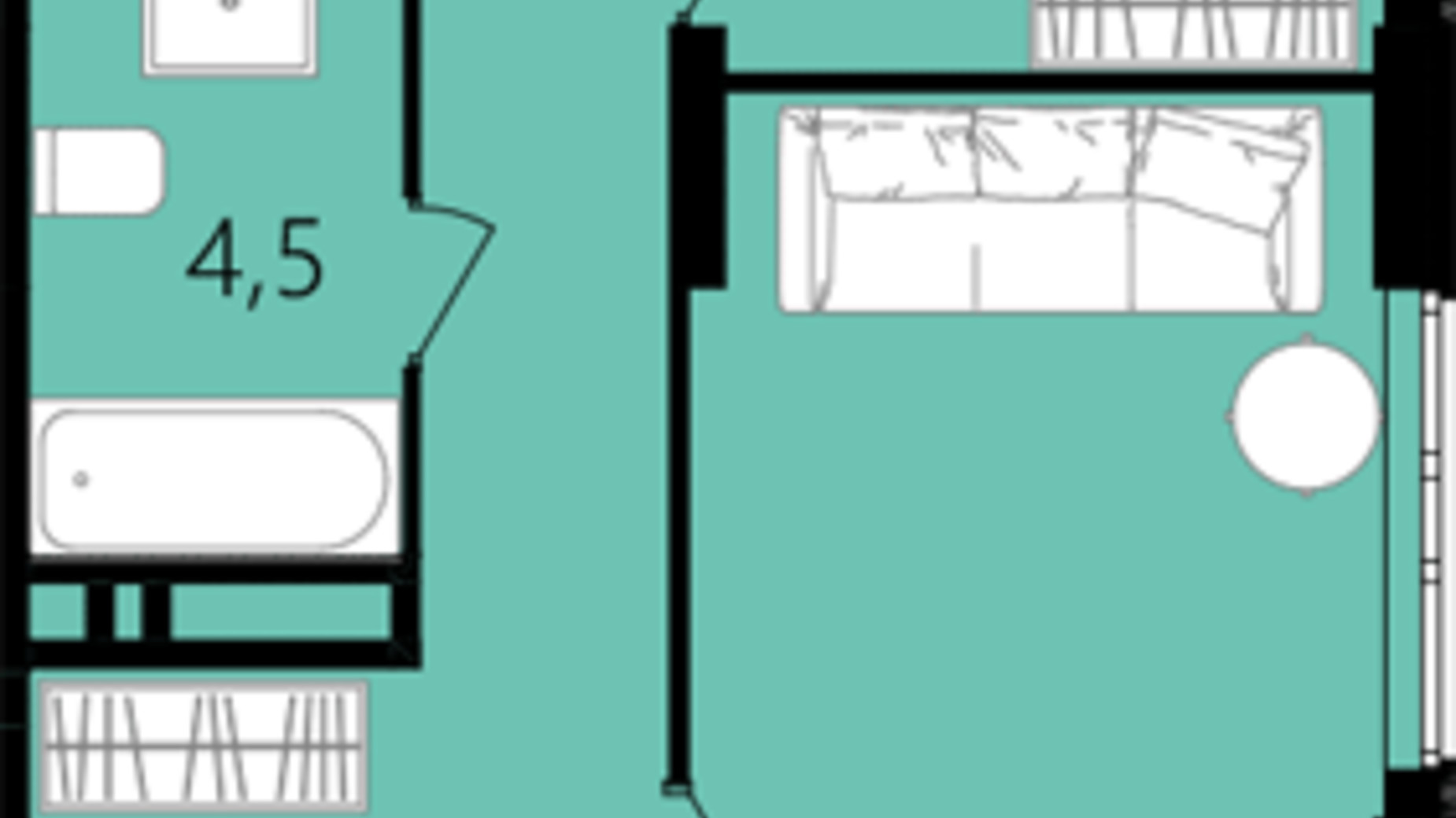 Планування 3-кімнатної квартири в ЖК Лісопарковий 73.5 м², фото 234334