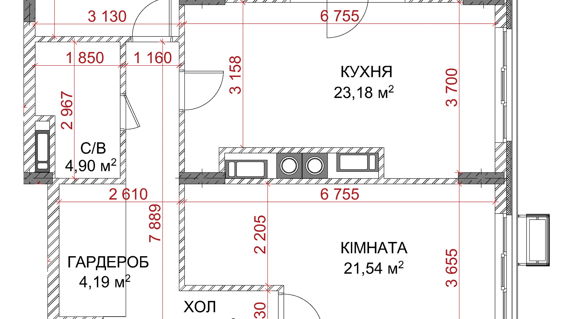 Планування 3-кімнатної квартири в ЖК Riverside 113.39 м², фото 234348