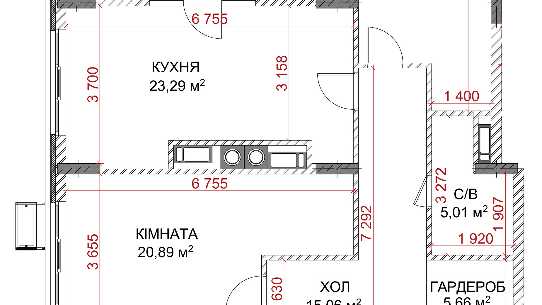 Планування 3-кімнатної квартири в ЖК Riverside 102.91 м², фото 234349