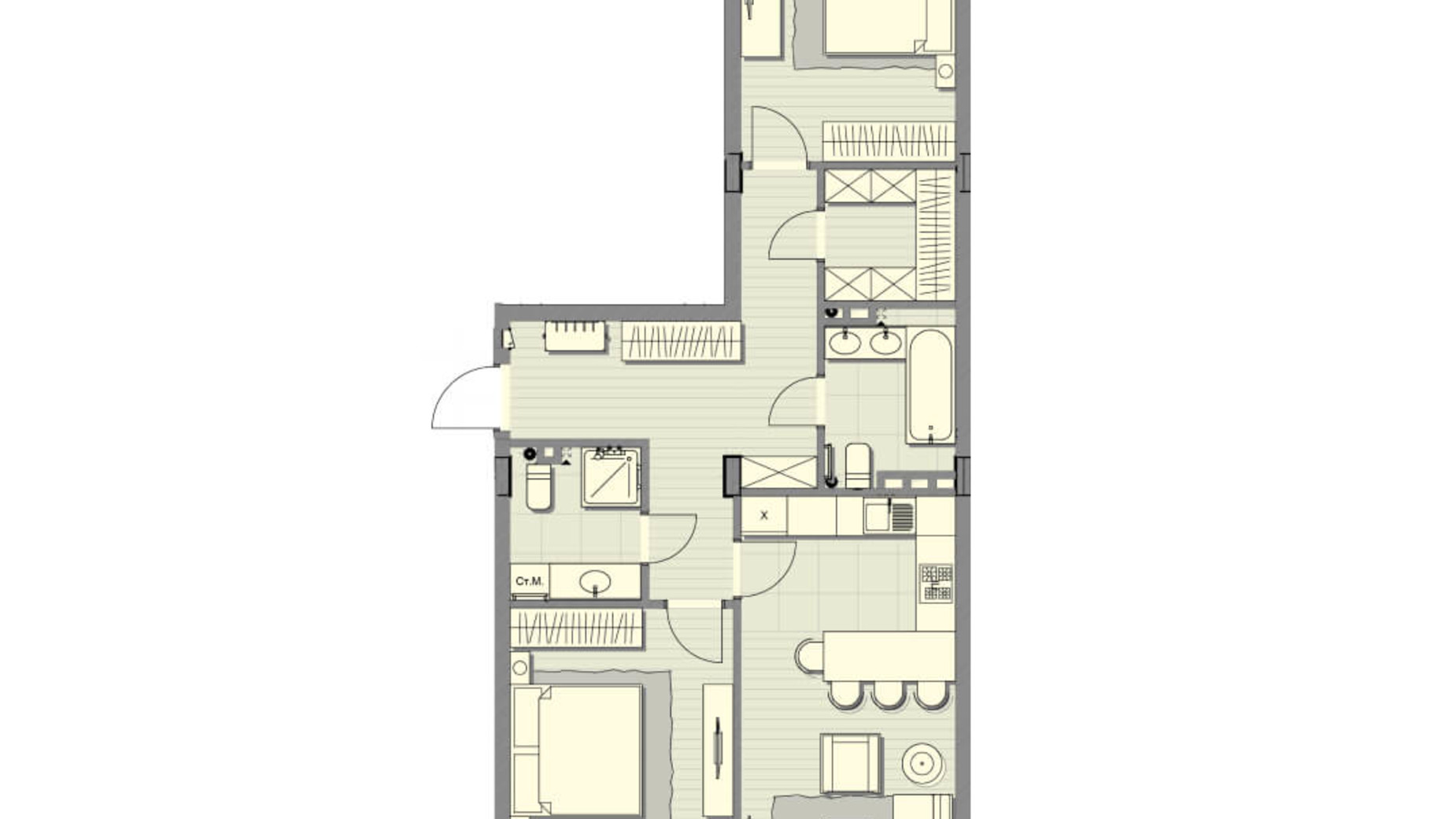 Планування 2-кімнатної квартири в ЖК Luxberry lakes & forest 89 м², фото 234448