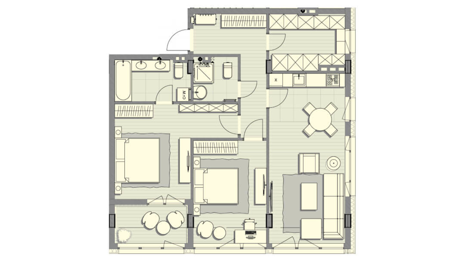 Планировка 2-комнатной квартиры в ЖК Luxberry lakes & forest 92.2 м², фото 234450