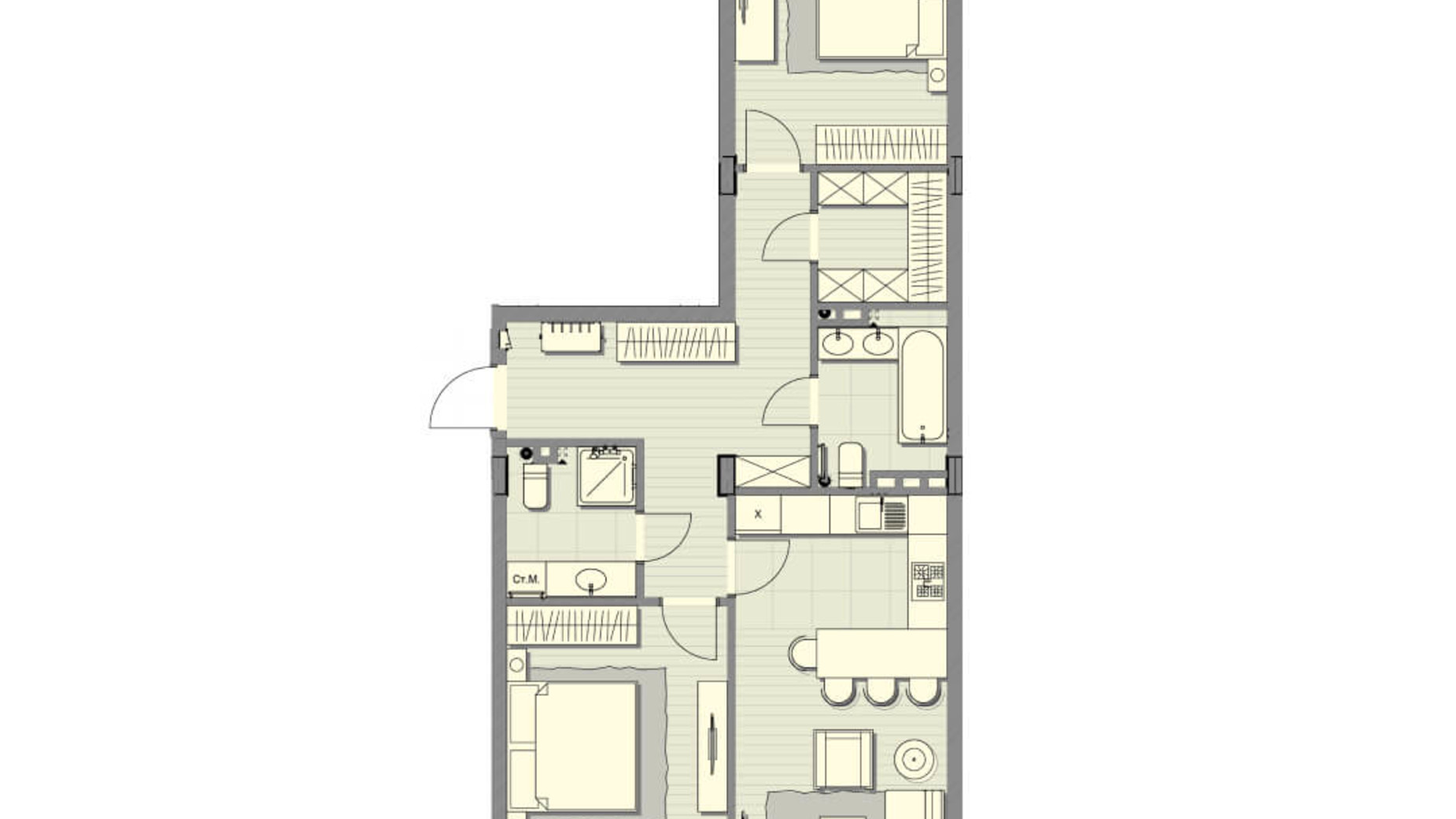 Планировка 2-комнатной квартиры в ЖК Luxberry lakes & forest 87.7 м², фото 234456