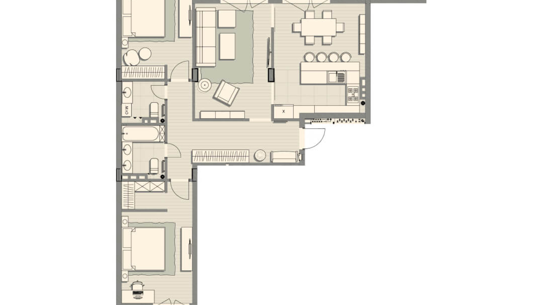 Планировка 3-комнатной квартиры в ЖК Luxberry lakes & forest 118.2 м², фото 234465