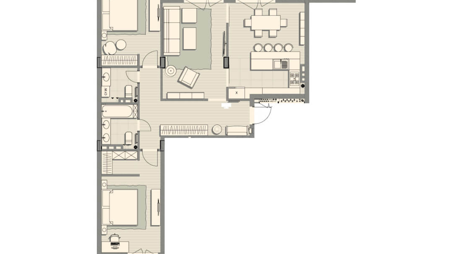 Планировка 3-комнатной квартиры в ЖК Luxberry lakes & forest 120.8 м², фото 234466