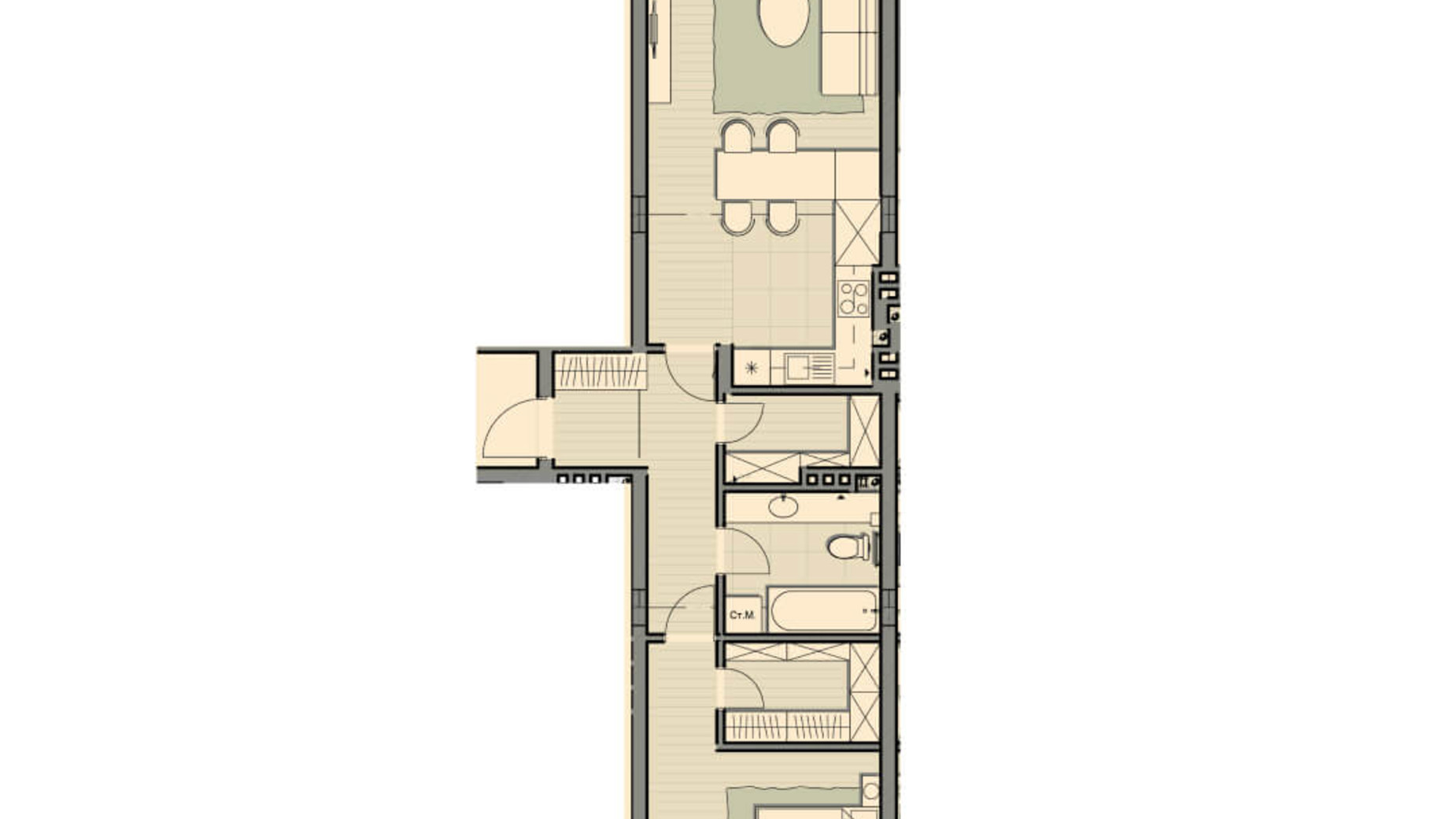 Планування 1-кімнатної квартири в ЖК Luxberry lakes & forest 74.2 м², фото 234473