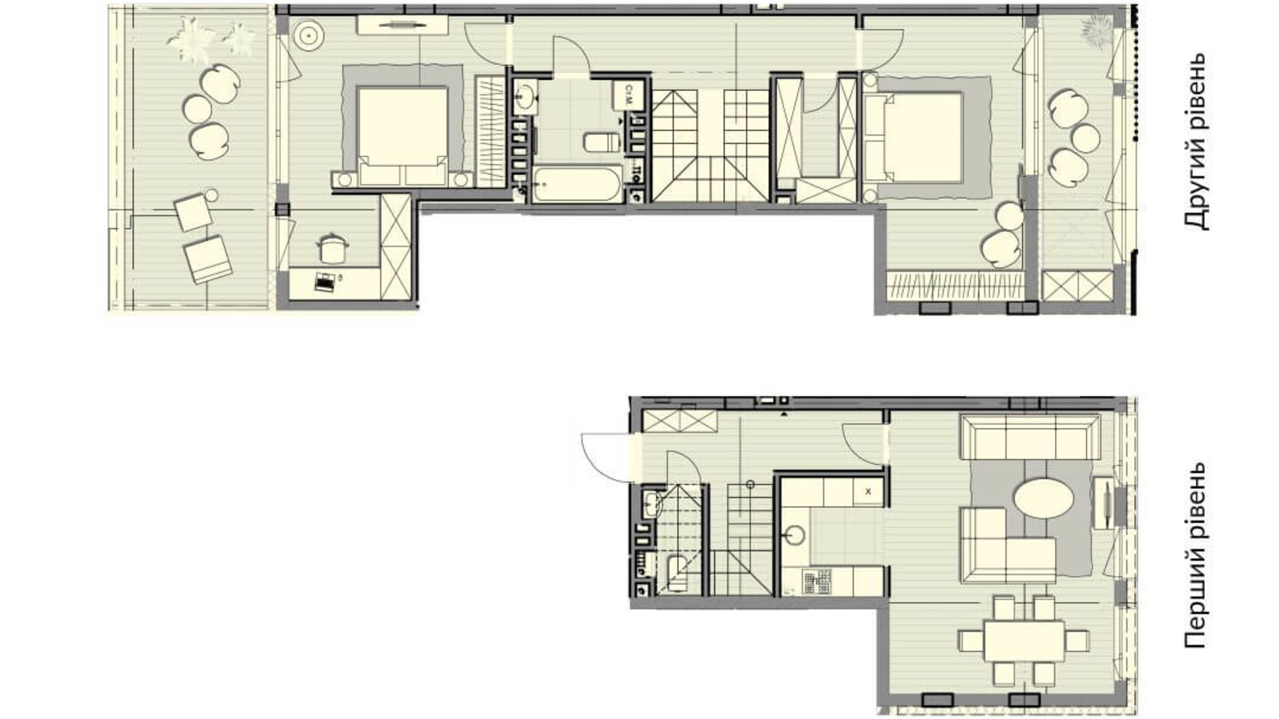 Планування багато­рівневої квартири в ЖК Luxberry lakes & forest 111.5 м², фото 234535