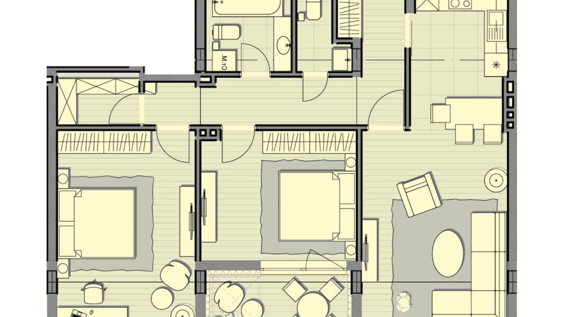 Планировка 2-комнатной квартиры в ЖК Luxberry lakes & forest 86.2 м², фото 234549