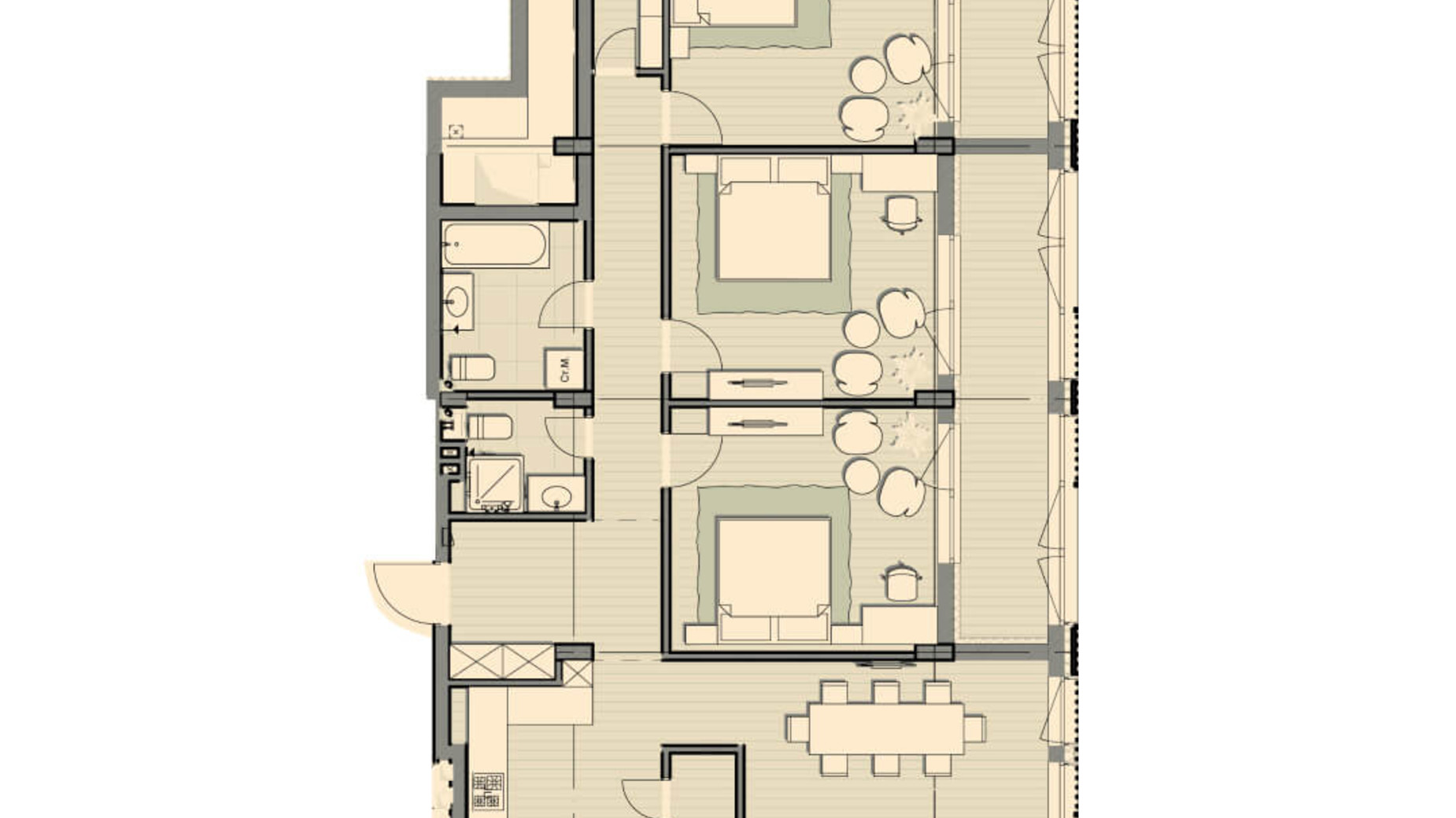 Планировка 3-комнатной квартиры в ЖК Luxberry lakes & forest 147.9 м², фото 234555