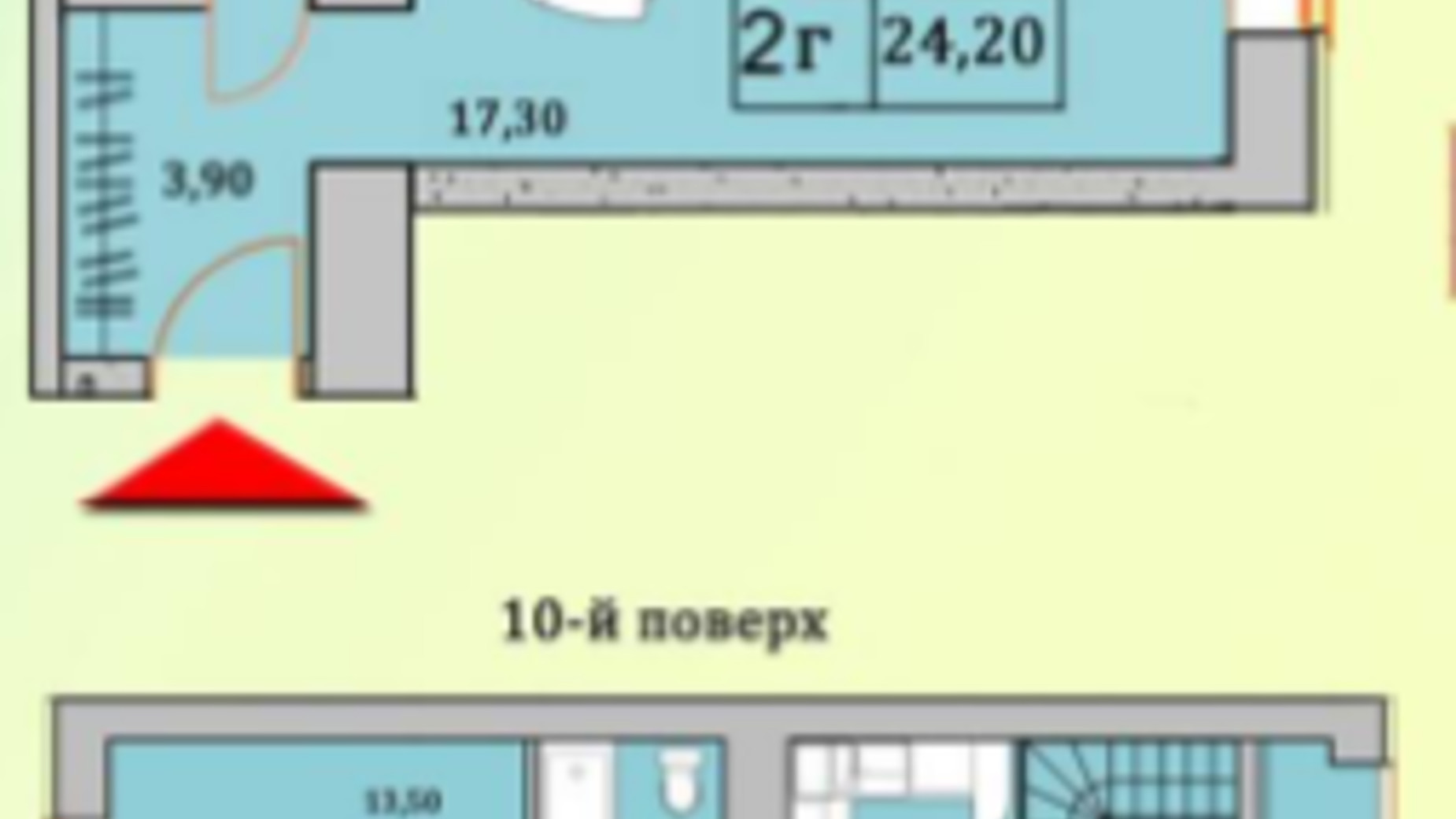 Планировка много­уровневой квартиры в ЖК Сонячна Оселя 62.7 м², фото 234560