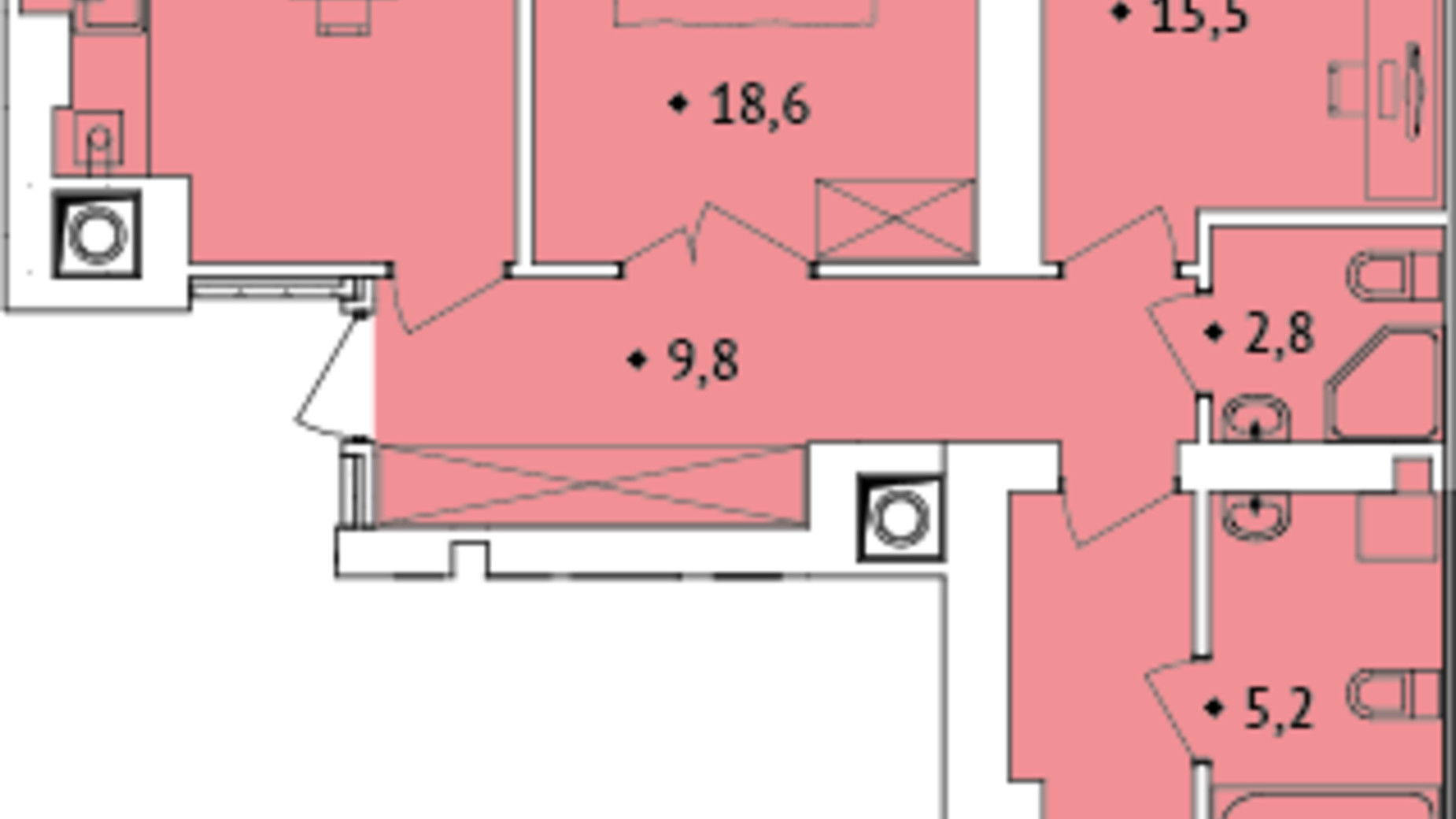 Планировка 3-комнатной квартиры в ЖК Spectrum 97.1 м², фото 234637