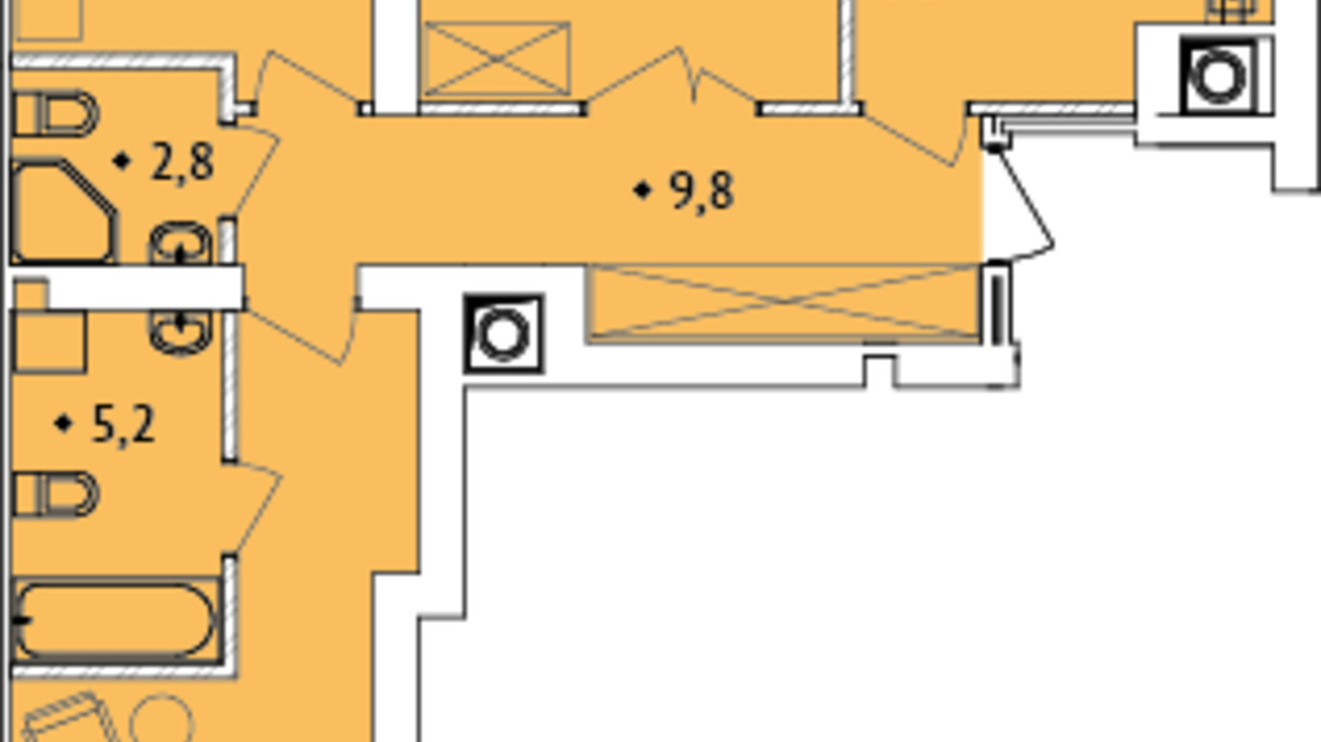 Планування 3-кімнатної квартири в ЖК Spectrum 87.14 м², фото 234639