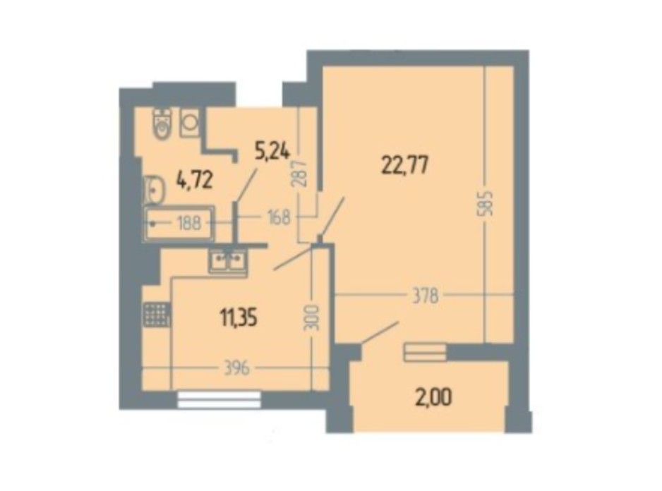 Планировка 1-комнатной квартиры в ЖК Версаль 51.2 м², фото 234929 Планировка 1-комнатной квартиры в ЖК Версаль 51.2 м², фото 234929