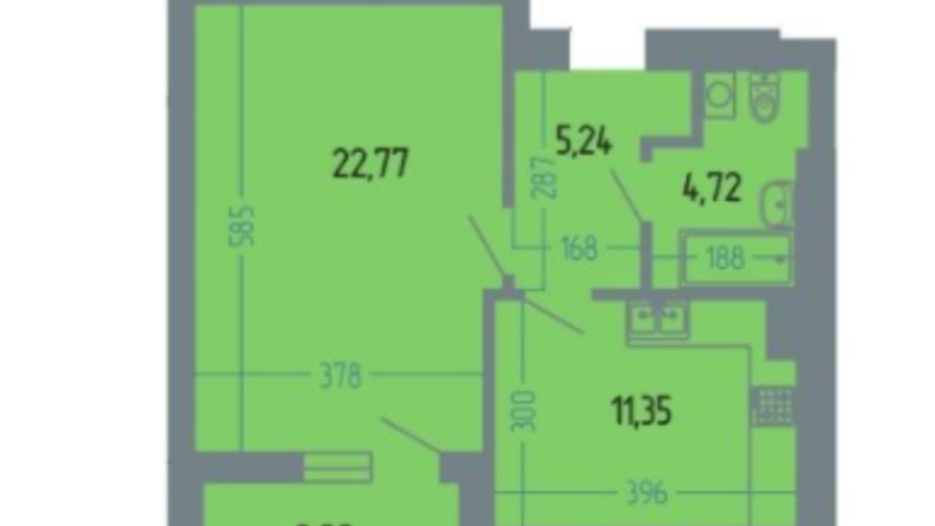 Планування 1-кімнатної квартири в ЖК Версаль 46 м², фото 234930