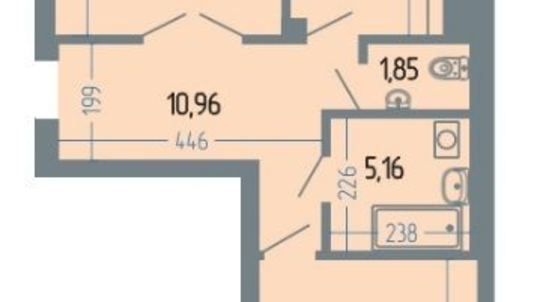 Планування 2-кімнатної квартири в ЖК Версаль 75.1 м², фото 234933