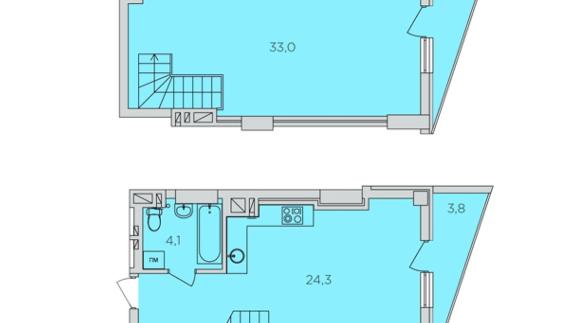 Планування багато­рівневої квартири в ЖК 360 63.5 м², фото 235471